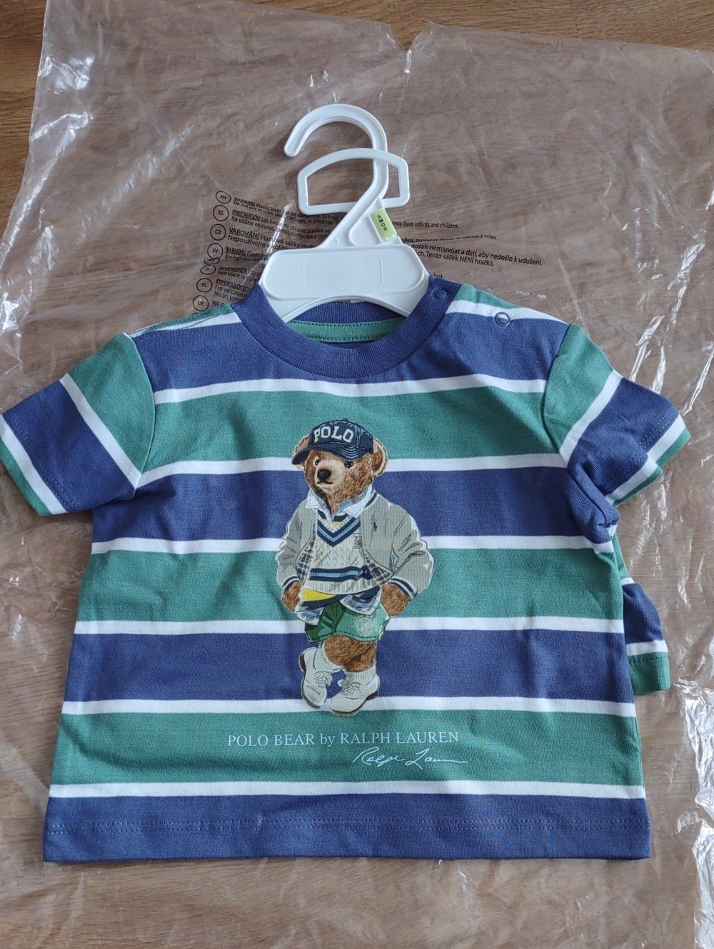 Ralph Lauren Polo Bear Striped Tee/Short Set Green & Blue